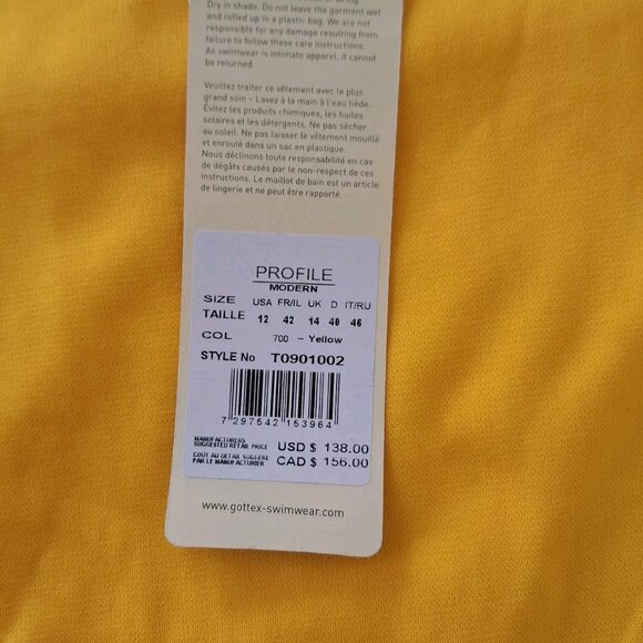 PROFILE MODERN BY GOTTEX YELLOW BIKINI BOTTOM SIZE 12 NWT - Picture 5 of 5